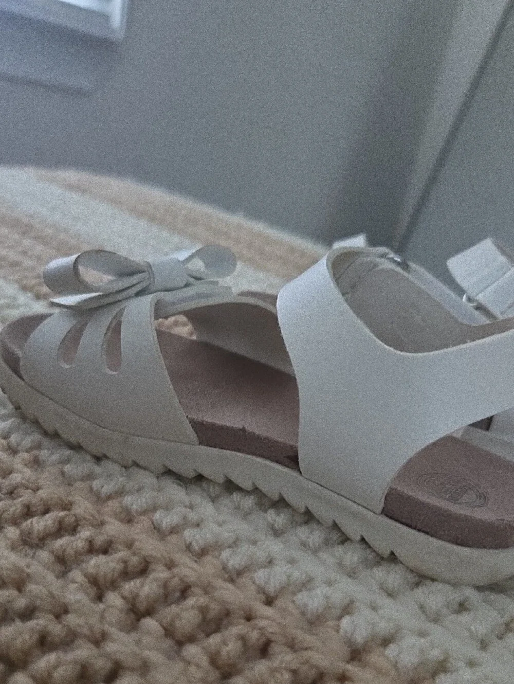 wonder nation White Bow Strap Sandals for Girls
